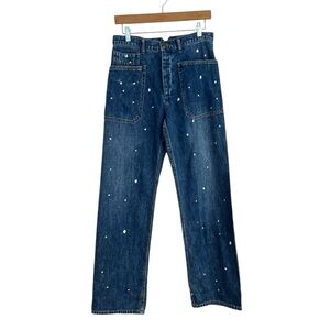 NWT Free People x Sandrine Rose Polka Dot Wide Straight Leg Jeans, Size 28